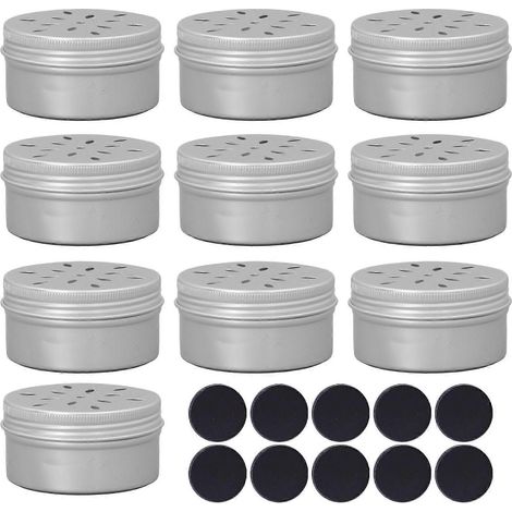 Lot de 10 boîtes de dressage olfactif pour chiens avec 10 autocollants magnétiques souples, protection pour les trous, contenant en aluminium pour le travail de flairage canin (1/4)
