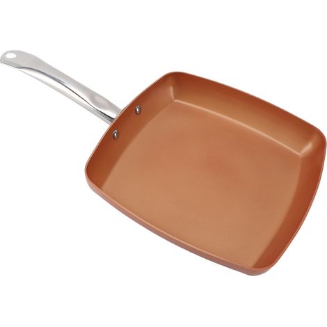 Poêle carrée en aluminium de 24 cm, compatible lave-vaisselle, antiadhésive, pour faire sauter et frire, idéale pour les cuisinières à gaz et à induction. (1/5)