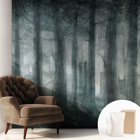 Papier peint intissé classique moderne pour salon et chambre à coucher Décoration rapide avec colle Forêt mystérieuse 250x250 cm (1/5)