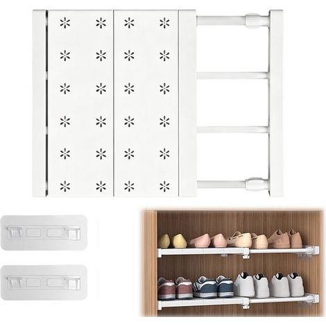 Étagère réglable - Séparateurs d'étagères de placard - Étagère de rangement - Réglable de 30 à 40 cm (largeur 24 cm) - Sans perçage et télescopique - Solution de rangement pour placard, cuisine et sal (1/5)