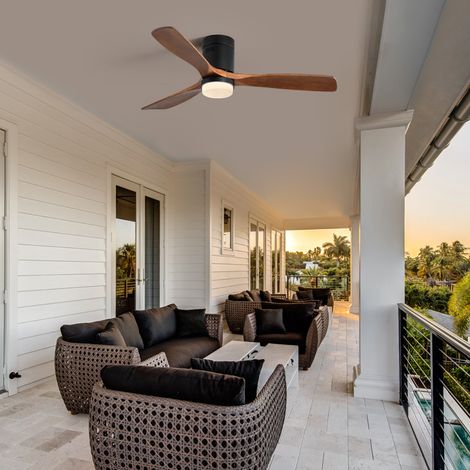 Ventilateur de plafond 132 cm, avec lumière LED, télécommande, moteur DC silencieux, 6 vitesses, noir