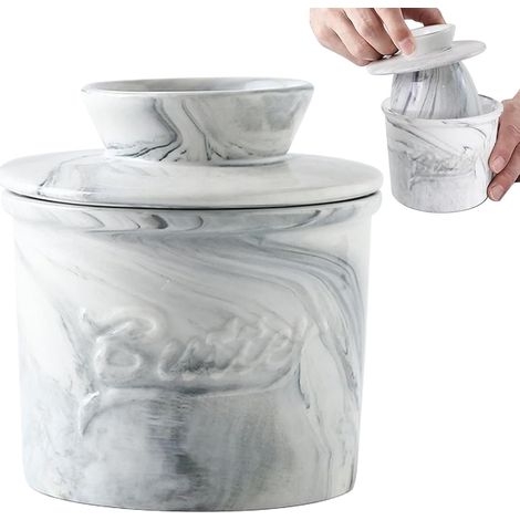 Pot Beurre Français Plat De Conservation Avec Couvercle Pot À Beurre En Céramique Pour Cuisine, Dîner, Repas, , Fête, Pique-Nique, (1/5)