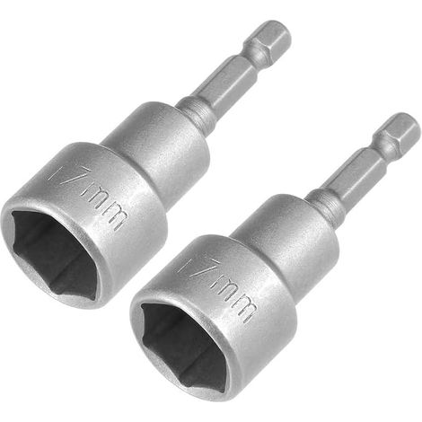 2 x 17mm Magnetic Socket for Drills, Nut Driver and Impact Socket Adapter 1/4" (1/5)