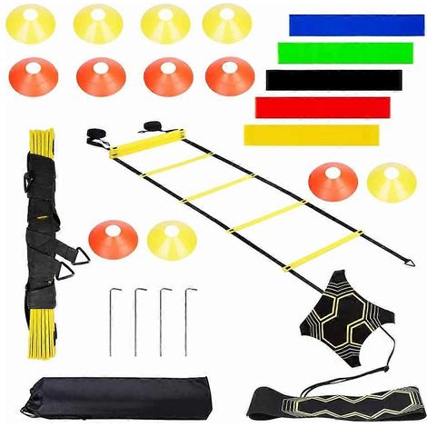 Kit d'entraînement à l'agilité pour le football, comprenant une échelle d'agilité et des cônes de football, compatible avec les entraîneurs de football individuels pour enfants, adolescents et adultes (1/5)