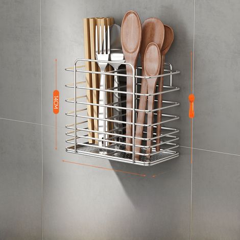 Support mural en acier inoxydable pour baguettes, égouttoir à baguettes, panier à baguettes, baguettes (double tube argenté, ligne ronde)