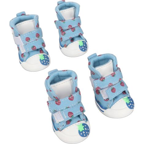 Chaussures pour petits chiens, souples, respirantes, antidérapantes, mignonnes, en toile, pour bichon Teddy, bleu, type 5