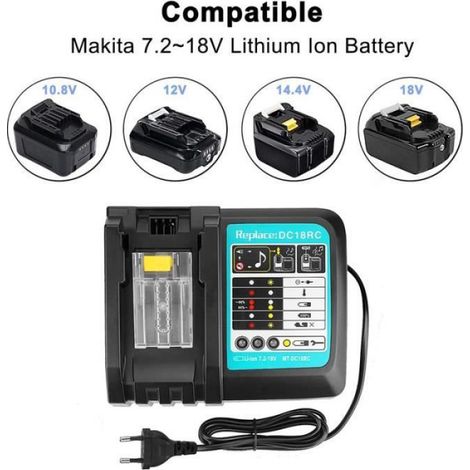 Chargeur de Batterie - - DC18RA DC18RC - 7,2V à 18V - Indicateur LED - Système de refroidissement (1/4)