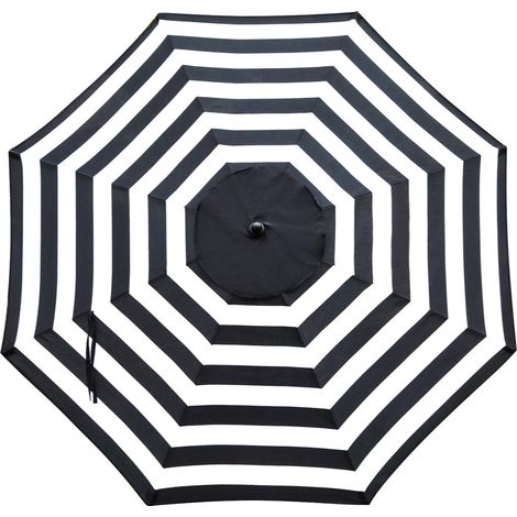 Auvent de rechange pour parasol de terrasse de 2,7 m avec 8 baleines (pas d’armature), noir et blanc (1/4)