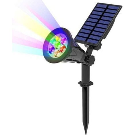 LED-Solarleuchte, 2 Packungen, Solarstrahler mit 7 Farbwechsel, für den Außenbereich, kabellos, wasserdicht, IP65, Gartenlampe mit 180° verstellbarem Außen-Solarstrahler für Garten, Hof, Außenbereic (1/5)
