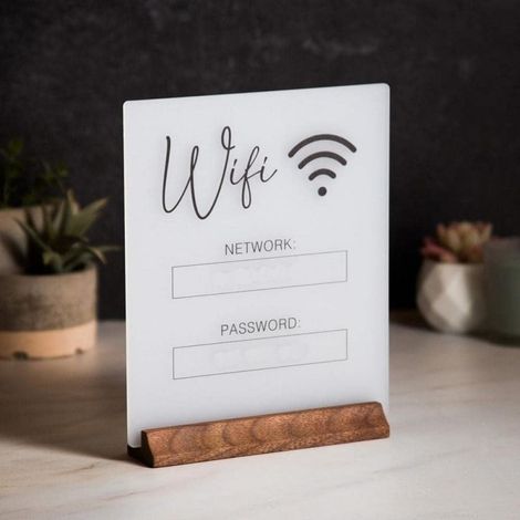 Irovami Panneau Wi-Fi acrylique – Élégant, invités – Idéal pour table, décoration, réseau gratuit (1/5)