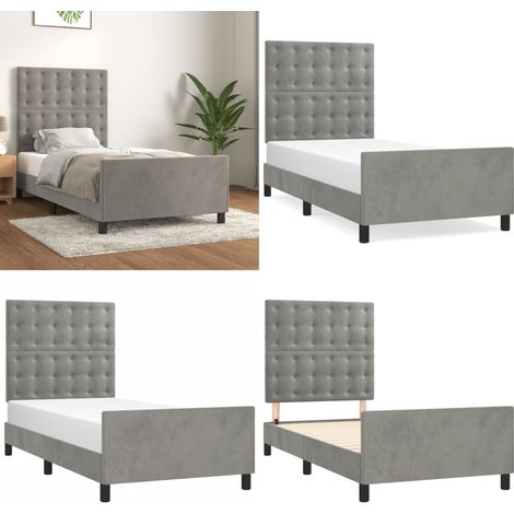 Bettgestell ohne Matratze Hellgrau 90x190 cm Samt - Samtbett - Bettsofa - Boxspringbetten - Doppelbett - Einzelbett - Home & Living (1/5)