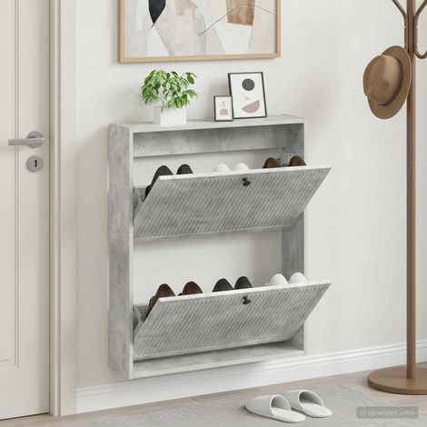 vidaXL Wall-Mounted Shoe Cabinet EDE 71 x 17 x 86 cm Engineered Wood (1/5)