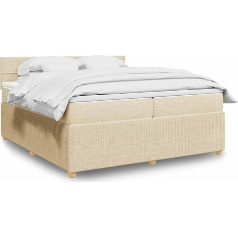 Boxspringbett mit Matratze Creme 200x200 cm Stoff (1/5)