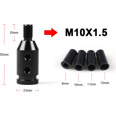 Adaptador de rosca para palanca de cambios de coche, adaptador de palanca de cambios M10x1,5, universal para todos los modelos, aluminio (1/4)