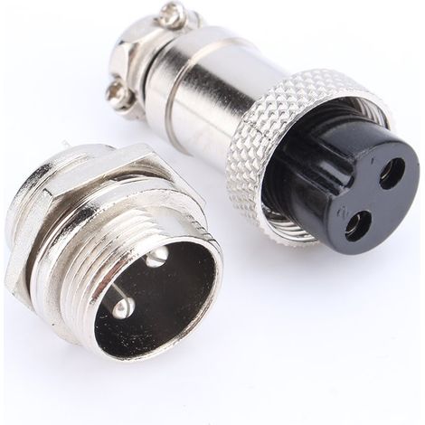 1 Lot de Prises d'Aviation GX16 Mâles et Femelles en Métal, GX16 2 Broches Aviation Connecteur (2 Broches) (1/5)