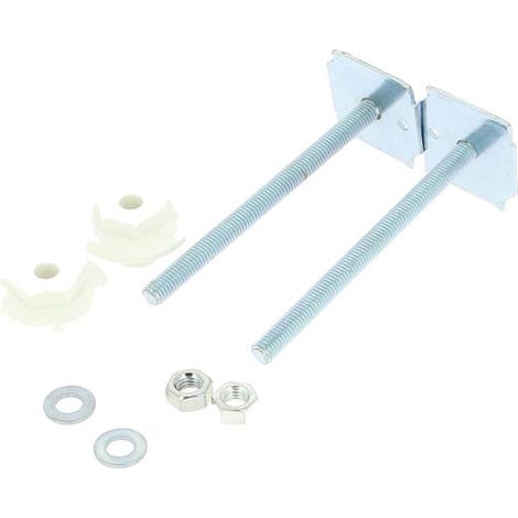 Plombelec – Fixation de lavabo plaquette soudée acier zingué – Ø 8mm – Longueur 110mm – Application sur cloisons solides
