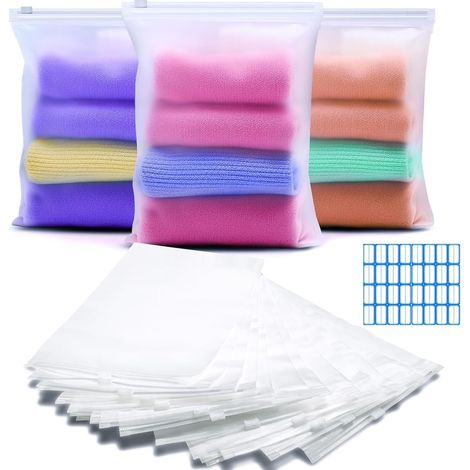 30 Pièces Pochette Voyage Sachet Plastique Zip 17x25cm Etanche Sac de Rangement Voyage Non Poreux Sac Vetement Mat Pochette Rangement pour Chaussures, Costume, Maquillage, Sous-Vêtements (1/5)