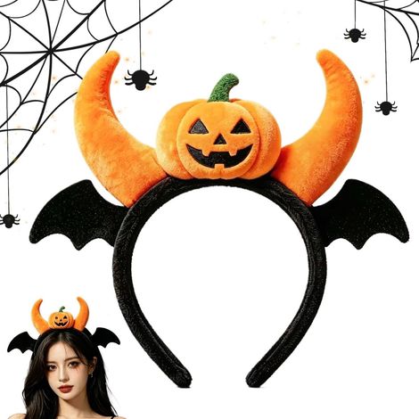 Halloween-Stirnband, gruseliges, flauschiges, oranges Haarband mit Gummizug  Cosplay-Kostüm-Stirnband für Frauen, Mädchen, Halloween-Party, Kostümparty, Geburtstag, Foto-Requisite (1/5)