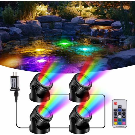 POPOSOAP Unterwasser Teichleuchten RGB 4-in-1, IP68 LED Strahler mit Fernbedienung für Teich, Pool & Aquarium