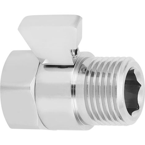 Vanne d'arrêt G1/2in pour douche avec régulateur de débit économiseur d'eau robinet stop pour pomme de douche (1/5)