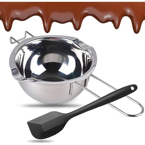 Bol à fondre en acier inoxydable - 600 ml - Avec 1 spatule - Pour faire fondre le chocolat, le sucre, le beurre, le fromage (1/5)