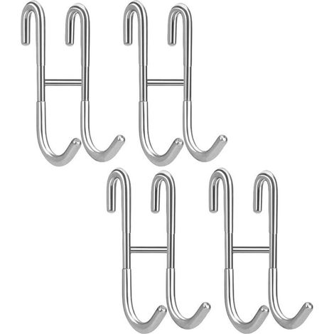 4 Pcs Crochets Argent de Douche en Acier Inoxydable avec Protection en Silicone Crochet Murale pour Salle de Bain sans Perçage