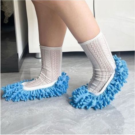 Chaussons Mop Microfibre Lavables – Réutilisables, Efficaces pour Sol – Bleu (29x7cm) (1/4)