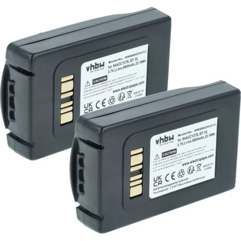 vhbw 2x Akku Ersatz für Datalogic BT-10, 94ACC0112, 94ACC1376, 94ACC1377, BT-27 für Barcodescanner POS (6800 mAh, 3,7 V, Li-Ion)