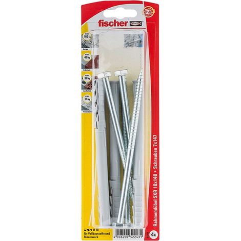 fischer Fischer 52243 Lot de 4 Chevilles pour ossatures/cadres SXR 10 x 140 mm SS K (052243)