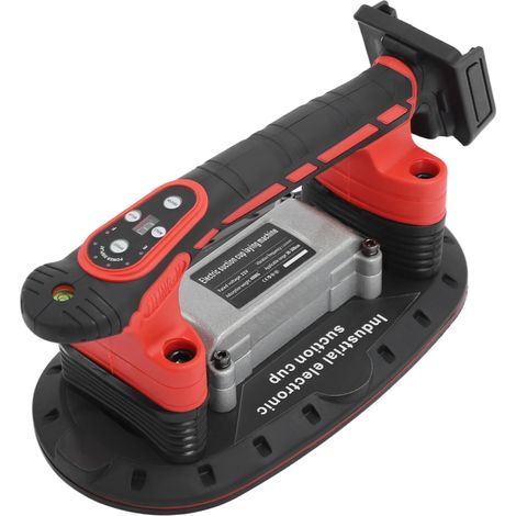 Vibreur à ventouse pour carrelage – rouge, 21V, 400 kg, affichage digital, Niveau à bulle intégré, 12,4×7,28 pouces – Idéal pour carreaux 30-300 cm