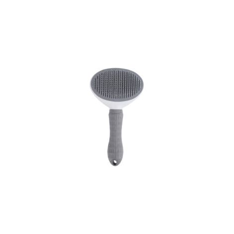 Brosse à poils fins grise avec manche plastique - Nouveau design - Pour démêlage et toilettage, livrée en sachet OPP (1/5)