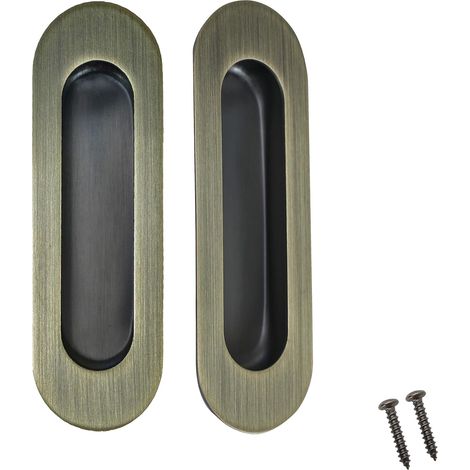 Poignées de porte encastrées - conviennent aux portes de grange, aux armoires, aux portes pliantes, etc. - Lot de 2, couleur cuivre, 120 x 40 mm (1/5)