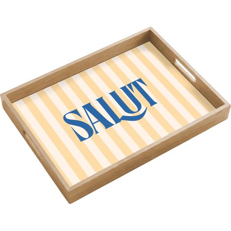 BANDEJA Salut - Cita - Rayas - Amarillo - Azul - Blanco 50x35 cm