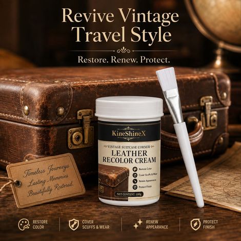 KineShineX Vintage Leder-Etui-Kanten-Ausbesserungscreme, Leder-Restaurierungs- und Reparaturcreme, deckt Abnutzungsspuren und Kratzer ab (1/4)