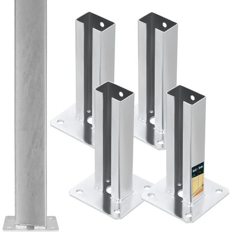 KOTARBAU® 2 Pièces Support Poteau - pour Clôture - à Visser - Pied de Poteau - Acier Galvanisé - 60 x 40 mm - Argenté - Fixation Robuste (1/5)