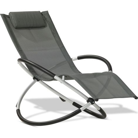 Bequemer Aluminium-Klappsessel, Liegestuhl, Garten- und Strandstuhl, Schaukelstuhl, Anthrazit (1/5)