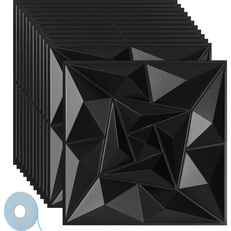TolleTour Plaques Murales 3D Autocollantes Noir 30×30 cm Motif Spirale – Pose Facile en PVC (1/5)