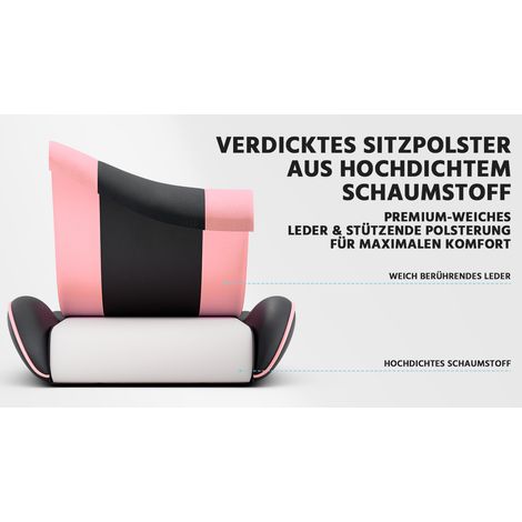 Fauteuil gamer ergonomique, dossier inclinable et appui lombaire, similicuir PU respirant, résistant jusqu'à 200 kg, siège réglable, teinte noir et rose. (1/5)