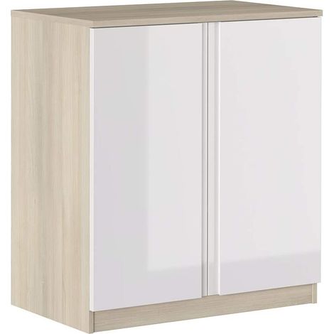 Mobiletto 87 cm bianco lucido e rovere con due ante - Cosenza (1/5)