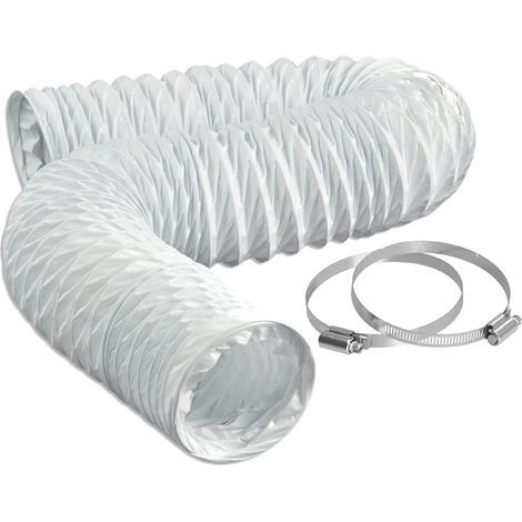 Flexible PVC drain hose, Diameter 204mm, Length 2.5m, Fitting kit with 2 steel clamps, For Bathroom Kitchen Tumble dryer (1/5)