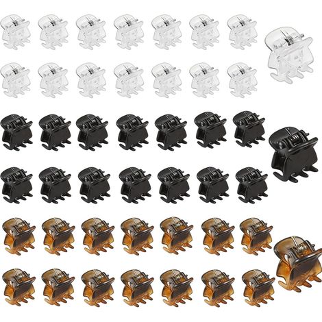 45 Mini Pinces à Cheveux, Petite Pince Cheveux Femme, Petits Clips Antidérapantes, Épingle à Cheveux Griffe, pour Filles et Femmes (Noir, Marron, Blanc, 1.5cm) (1/5)