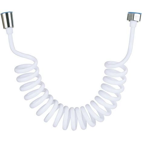 Tubo doccia, tubo doccia in schiuma con tappo in rame, tubo telescopico a molla, tubo retrattile per doccetta, WC e bidet (3M Bianco) (1/4)