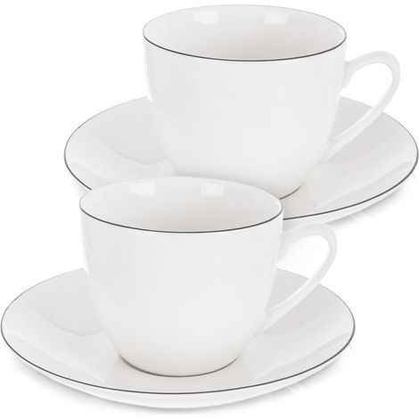 2 tazas de café/té de porcelana blanca de 200 ml (1/4)