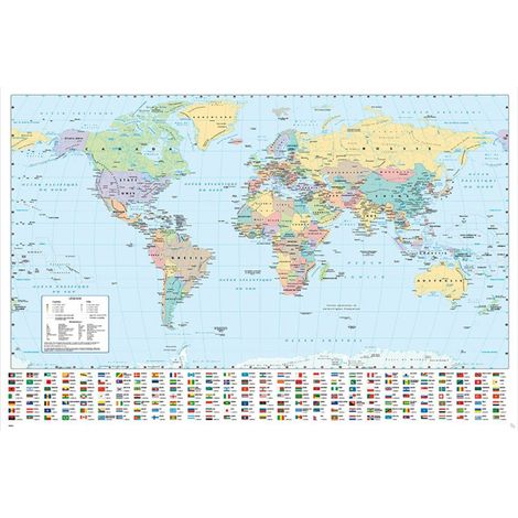 Poster Harper Collins World Map 21 French 91.5x61cm.
