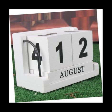 Calendrier Perpetuel - Blocs En Bois Non Datés - Bureau Maison Café Restaurant - 11 x 5,5 x 7 cm - 1 Pièce (1/5)