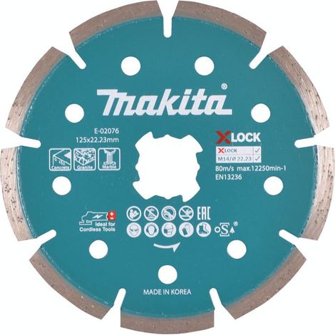 Makita – Disque diamant béton 125mm – Montage X-Lock rapide – Pour tronçonnage béton, granit, marbre – E02076 (1/3)