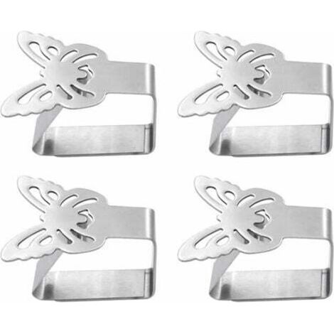 Lot de 4 pinces à nappe en acier inoxydable (papillon) (1/4)