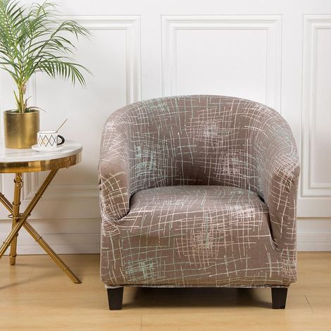 Housse De Fauteuil Extensible Housse De Chaise Imprimé Amovible Lavable Housse De Canapé Modern Revêtement De Fauteuil Pour Comptoir De Bar Salon Salle À Manger Réception Bureau (13) (1/5)