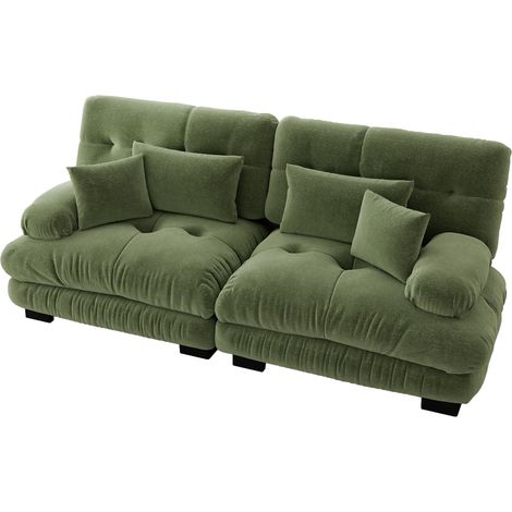 Sofá modular de chenilla verde para salón HOMVRA (1/5)