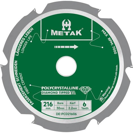 Lame de scie circulaire expert for fiber cement - 216 x 30 mm - Avec 6 dents diamantées de haute performance (PCD) - Idéal pour fibro ciment, plaques de fibrociment et éternite (1/5)